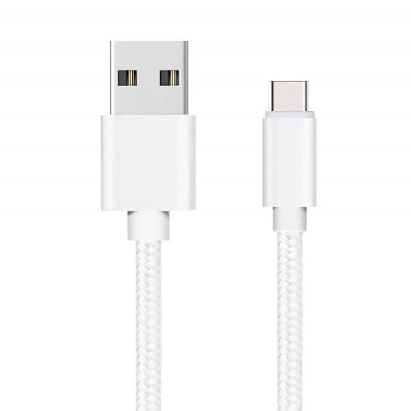 USB-C kabel til Huawei MediaPad M5 Lite - MediaPad M5 10 - MediaPad M5 8 - Sølv Hvid Nylon Flettet 1 Meter Phonillico® Silver Vit