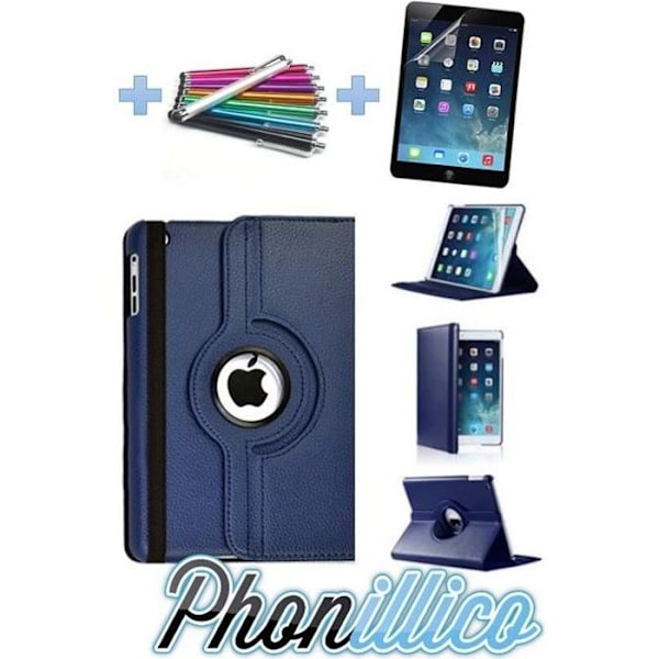 Mörkblått skal + Film + Stylo kompatibel med Apple iPad Air 1 / iPad Air 2 Phonillico®