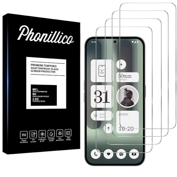 Näytönsuojus - Phonillico® - Nothing Phone 2A Plus - Karkaistu lasi - 4 kpl - Naarmunkestävä Transparent