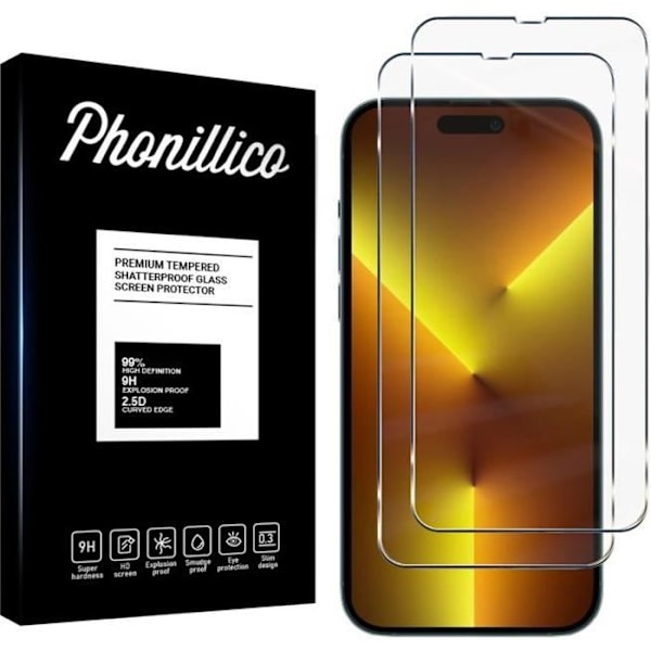 Karkaistu lasi iPhone 14 PRO MAX [Pakkaus 2] Näytönsuojakalvo Phonillico® Transparent