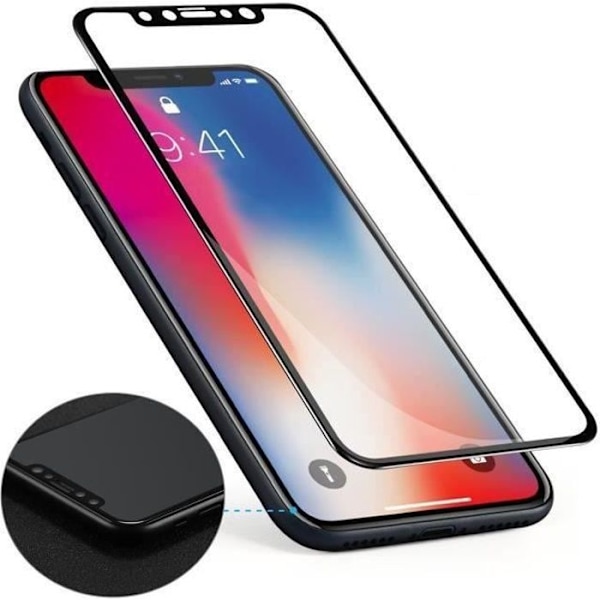 Hærdet Glas - Phonillico® - iPhone XS MAX - Sort Kant - Ultra Modstandsdygtig - Skærmbeskyttelse Svart