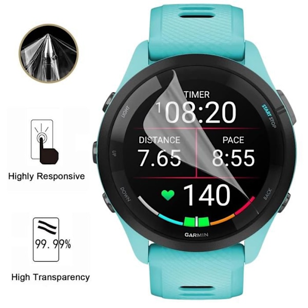 Näytönsuojus Garmin Forerunner 265s [Paketti 6] Kestävä Ultra Ohut Muovinen Suojakalvo Phonillico Transparent