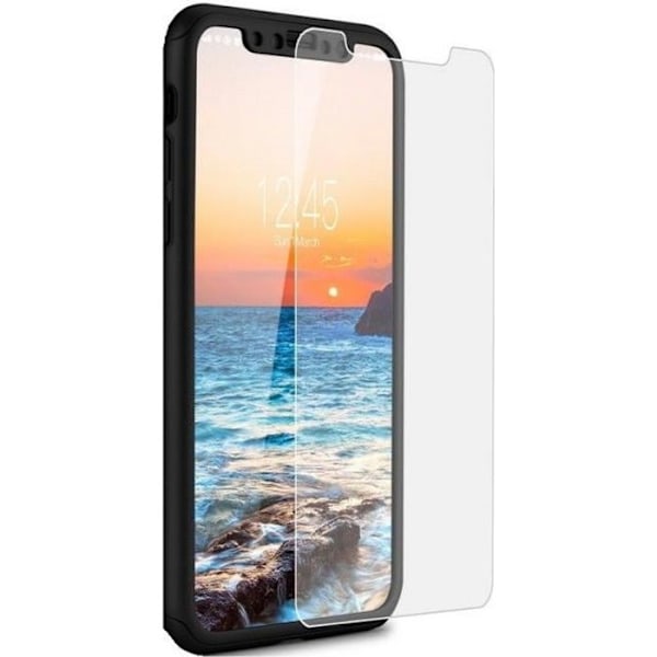 Suojakuori iPhone 11:lle - Phonillico - Musta - Täydellinen suoja - Kova muovi - Karkaistu lasi Svart