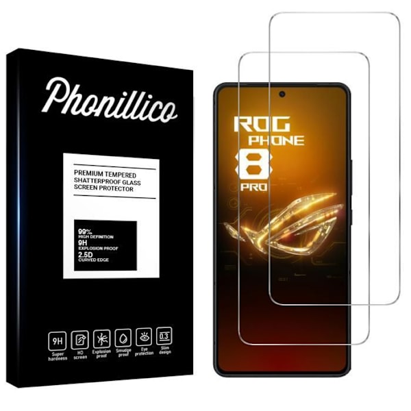 Härdat Glas för Asus Rog Phone 8 PRO [Pack 2] Skärmskydd Film Phonillico® Transparent
