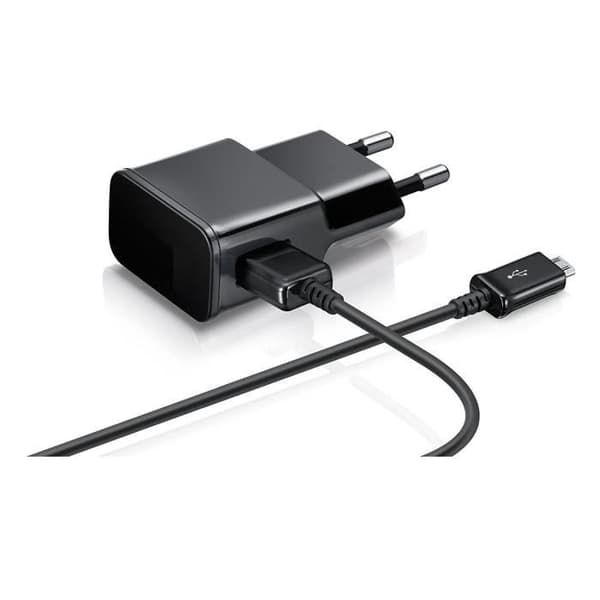 USB Kabel og Strømadapter - PHONILLICO - Kompatibel med Samsung Galaxy NOTE 1/2/3 LITE/4 - 1 Meter - 2A - Sort Svart