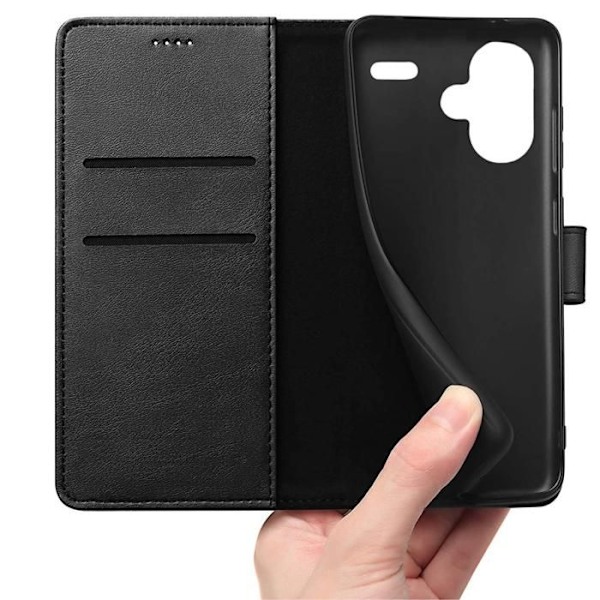 Coque - Phonillico® - Xiaomi Redmi Note 13 PRO PLUS 5G - Svart - Semi-rigid - Lädereffekt Svart