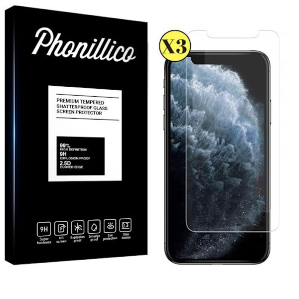 Härdat Glas för Apple iPhone 11 PRO MAX [Pack 3] Ultra Resistenta Skärmskydd Film [Phonillico®]