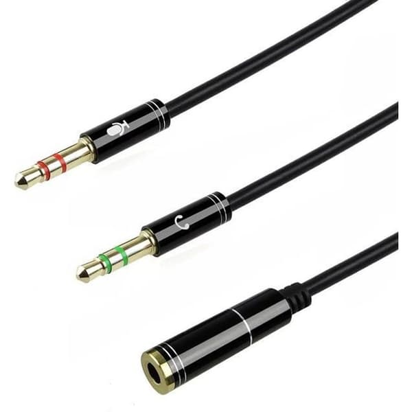 Adapter til mikrofon headset, stereo audio kabel, 3,5 mm hun til 2 han split til computer-hovedtelefon-højttaler Phonillico®