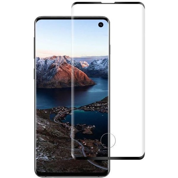 Hærdet Glas - Phonillico® - Samsung Galaxy S10 - Sort Kant - Kradsikker - Skærmbeskyttelse Svart