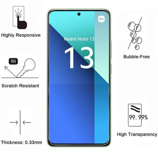Coque til Xiaomi Redmi Note 13 4G og 2 hærdede glas skærmbeskyttelse Phonillico® Transparent