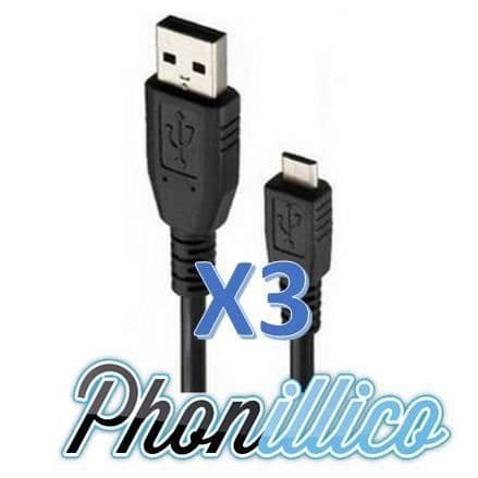 Sæt med 3 USB opladerkabler kompatible med Wiko Rainbow