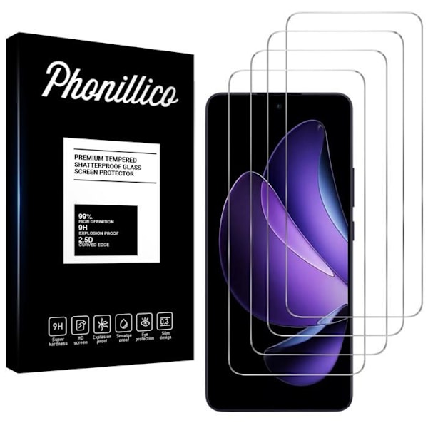 Härdat glas - Phonillico® - Oppo Reno 13 F 5G - Pack om 4 - Repningsbeständig - Skärmskydd Transparent