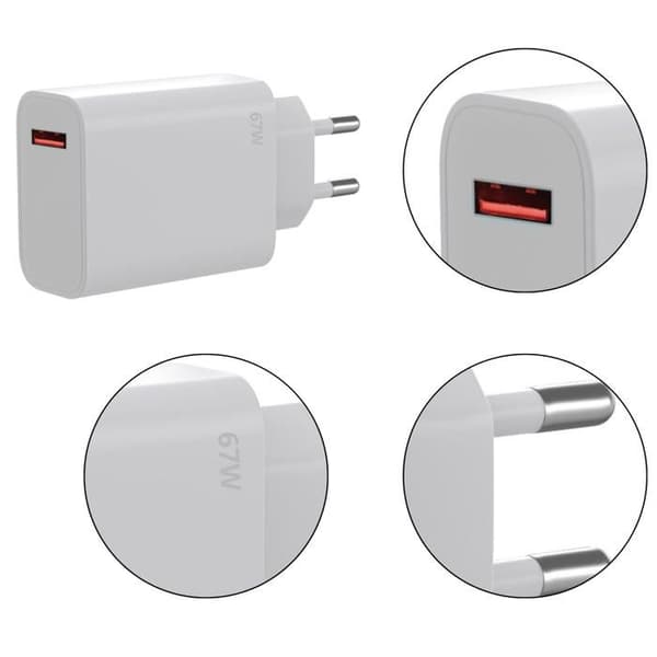 Hurtigoplader 67W + Kabel til Xiaomi Poco M8 5G Phonillico® Vit