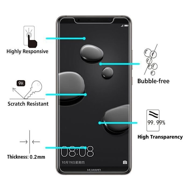 Skærmbeskyttelsesfilm - Phonillico® - HUAWEI MATE 10 PRO - Støbt glas - Ridsefast - Gennemsigtig Transparent