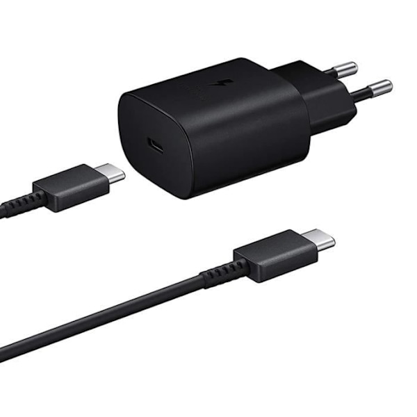 Snabbladdare 25W + USB-C till USB-C-kabel Svart för Samsung Galaxy TAB S7 - TAB S7 PLUS Phonillico® Svart