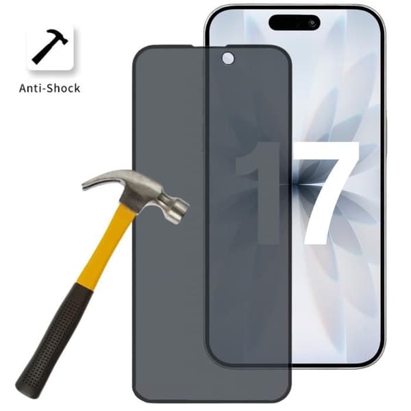 Tempered Glass for iPhone 17 [Pack 2] Black Anti-Spy Screen Protector Phonillico® Svart
