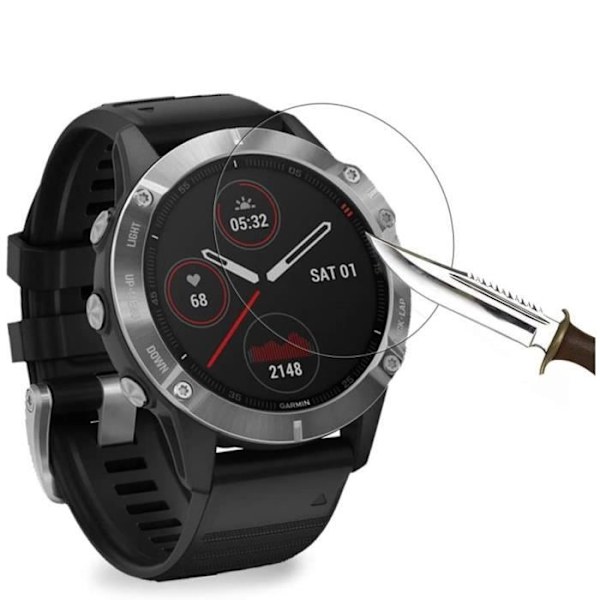 Härdat glas för Garmin Fenix 6 - 6 Pro - 6 Pro Solar - 6 Pro Sapphire [2-pack] Skärmskydd för klocka Anti-repor Phonillico® Transparent