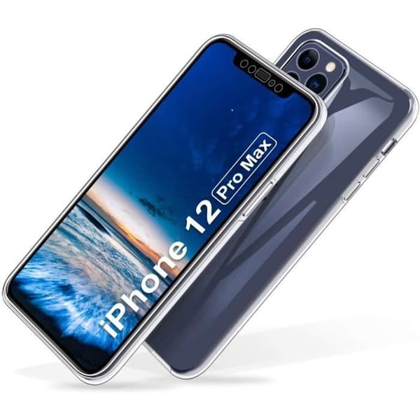 Coque til Apple iPhone 12 PRO MAX (6,7") - Transparent Silikone i 2 Dele, For- og Bagside, Passer Til Phonillico® Transparent