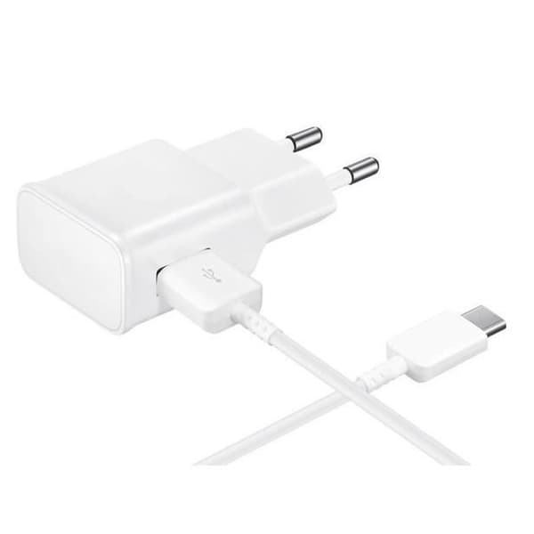 [Kompatibel med Samsung Galaxy A3-A5-2017-A8-A9-2018] Kabel Typ USB-C 1 Meter + Vit Väggadapter [Phonillico®] Vit