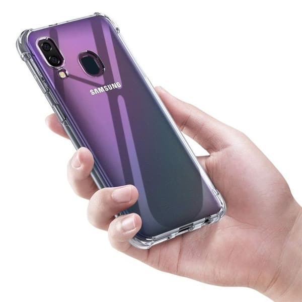 Stødabsorberende cover til Samsung Galaxy A40 og 2 sorte hærdede glas skærmbeskyttelse Phonillico® Transparent