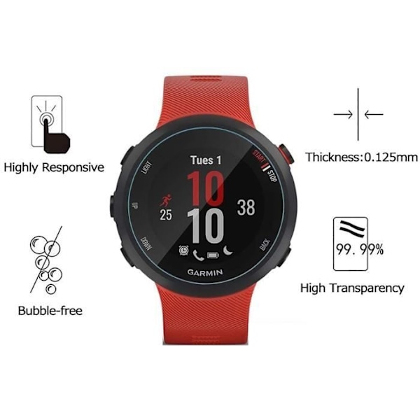Härdat glas för Garmin Forerunner 55 - Forerunner 45 - Forerunner 45S [2-pack] Skärmskydd för klocka, rep- och stötresistent Phonillico® Transparent