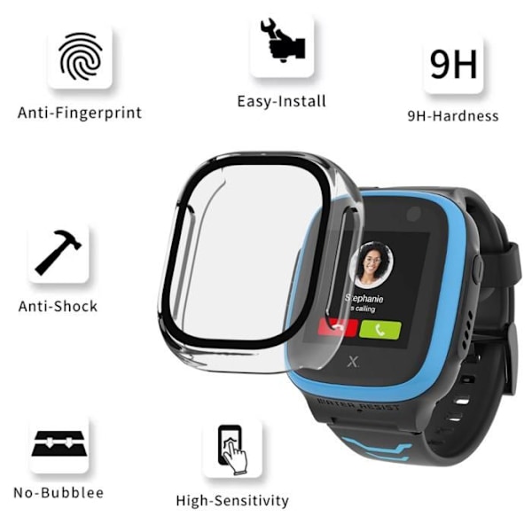 Coque kompatibel Xplora X5 Play - Hårdt beskyttelseshus med gennemsigtigt glas og hærdet glas fra Phonillico Transparent