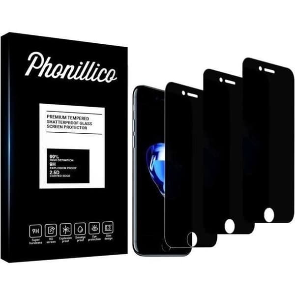 Tufft glas för iPhone SE 2020 [Pack 3] Svart Antispion Film Skyddsskärm Phonillico® Svart