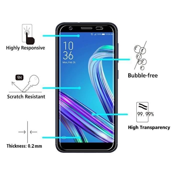 Verre Trempe Asus Zenfone MAX M1 ZB555KL - [Pakke 2] Film Glasbeskyttelse Ultra Modstandsdygtig [Phonillico®]