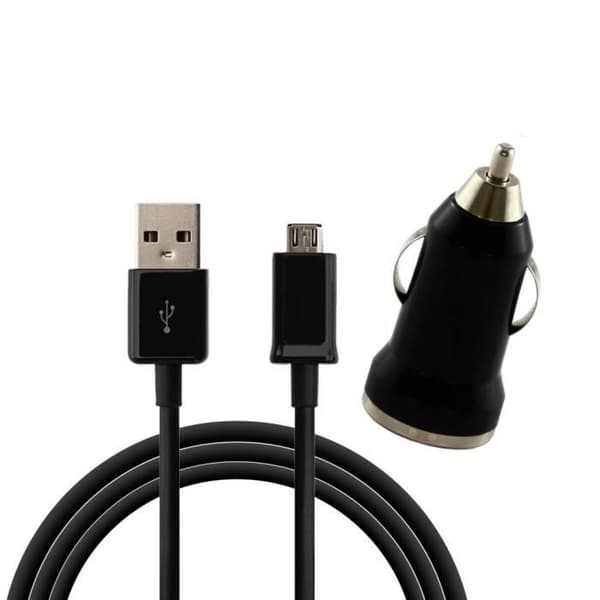 [Kompatibel Samsung Galaxy NOTE 1 - NOTE 2 - NOTE 3LITE - NOTE 4] USB-kabel 1 Meter + Svart billaddare [Phonillico®] Svart