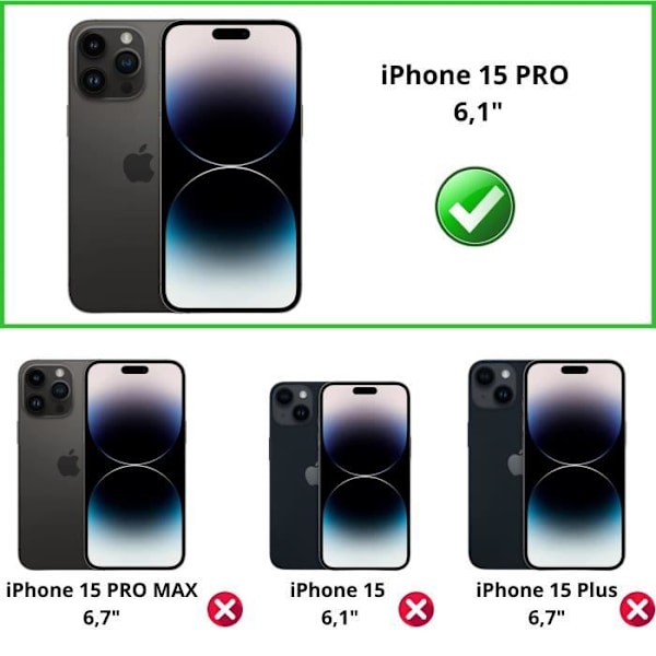 Tempered glass for the screen and back for iPhone 15 PRO and Camera Protection [Pack 2] Phonillico® Glass Protection Film Transparent
