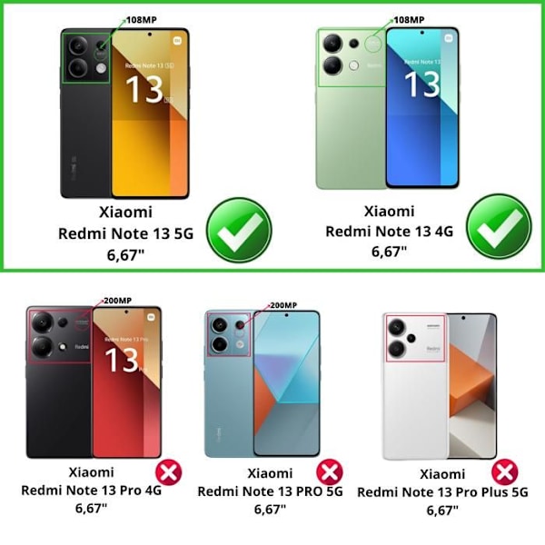 Härdat glas för Xiaomi Redmi Note 13 5G [Pack 4] Skyddande skärmfilm Phonillico® Transparent