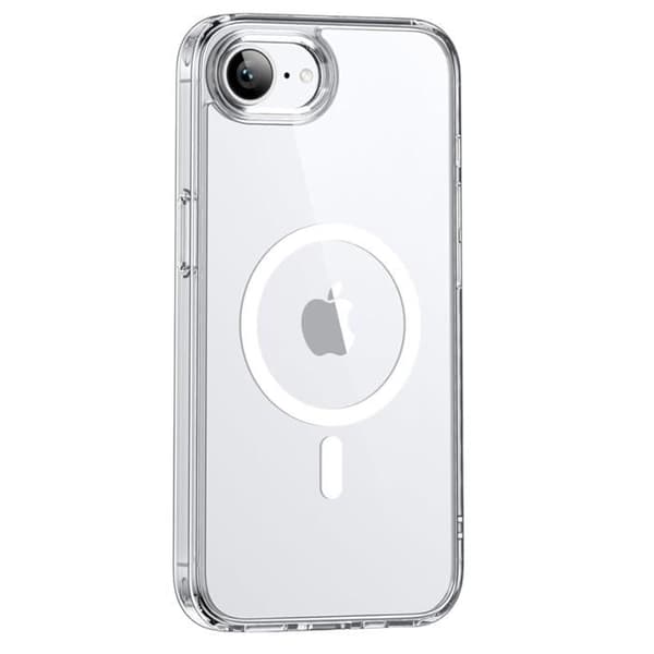 Coque til iPhone 16e og 2 hårdføre glas - Indbygget magnetisk cirkel Phonillico® Transparent