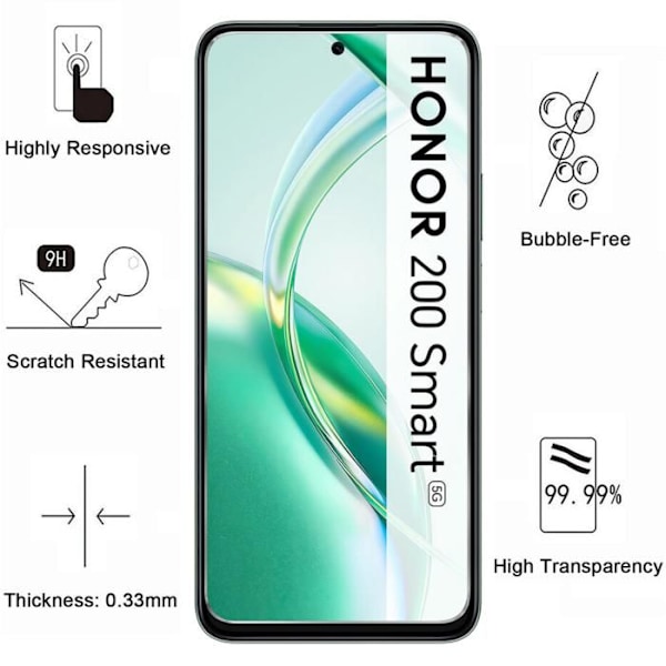 Näyttösuoja - Phonillico® - Honor 200 Smart 5G - Karkaistu lasi - 4 pakkauksessa - Naarmuuntumaton Transparent