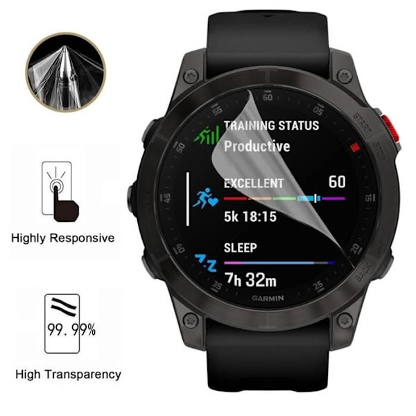 Näyttösuoja Garmin Epix Gen 2 - 47mm [Paketti 6] Kestävä Ultra Ohut Muovikelmu Phonillico Transparent