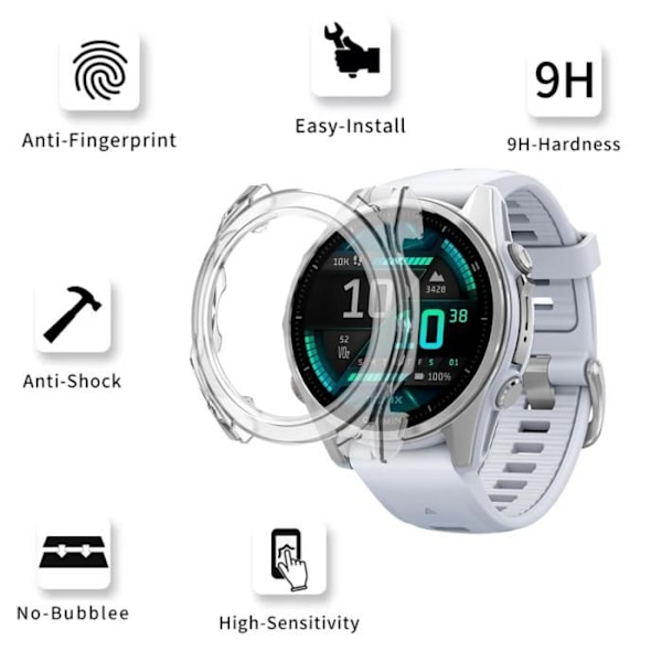 Coque kompatibel Garmin Fenix 8 43mm - Hård skydd transparent fodral med härdat glas Phonillico® Transparent
