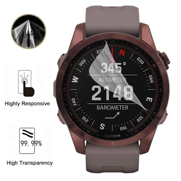 Skyddsskydd för Garmin Fenix 7 [Pack 6] Ultra Tunn Plastfilm Skyddande Phonillico Transparent