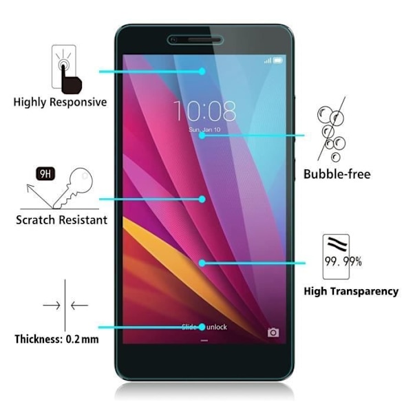 Puhelimen kuori - Phonillico® - HUAWEI HONOR 5X - Läpinäkyvä silikoni - Karkaistu lasi - Ultra ohut Transparent