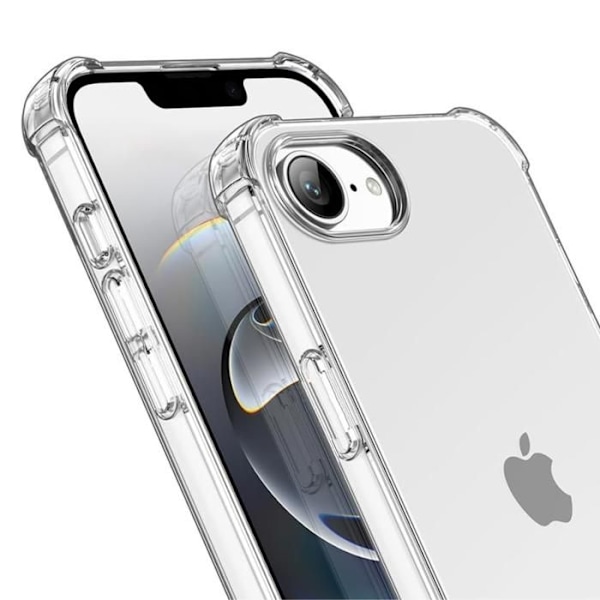 Stötsäker skal - Phonillico® - iPhone 16e - Flexibel - Transparent - 2 Härdat glas Transparent
