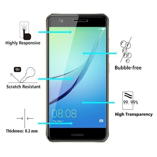Hærdet Glas - Phonillico® - HUAWEI NOVA - Ultra Holdbar - Skærmbeskyttelse - Pakke 1 Transparent