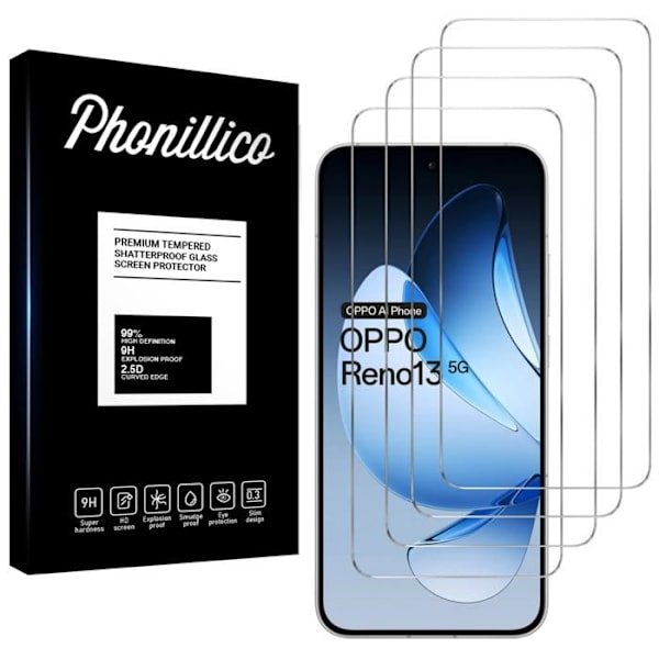 Härdat glas för Oppo Reno 13 5G [Pack 4] Skärmskydd Film Phonillico® Transparent