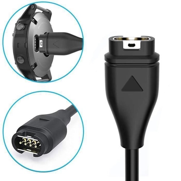 Laddningskabel USB Kompatibel med Garmin Fenix 8 E 7 7S 7X 6 6S 6X 5 5S 5X Forerunner 935 945 245 Approach S10 S40 Phonillico® Svart