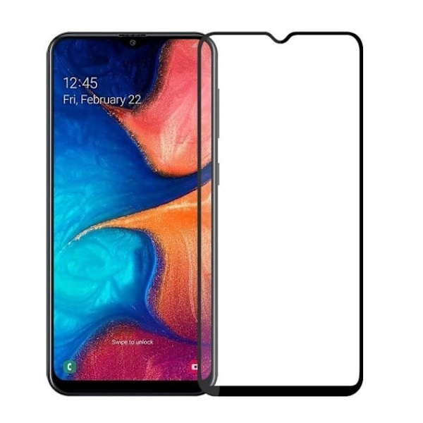 Hærdet Glas - Phonillico® - Samsung Galaxy A20E - Pakke med 3 - Gennemsigtig - Sort Kant - Kradsefast Transparent, svart