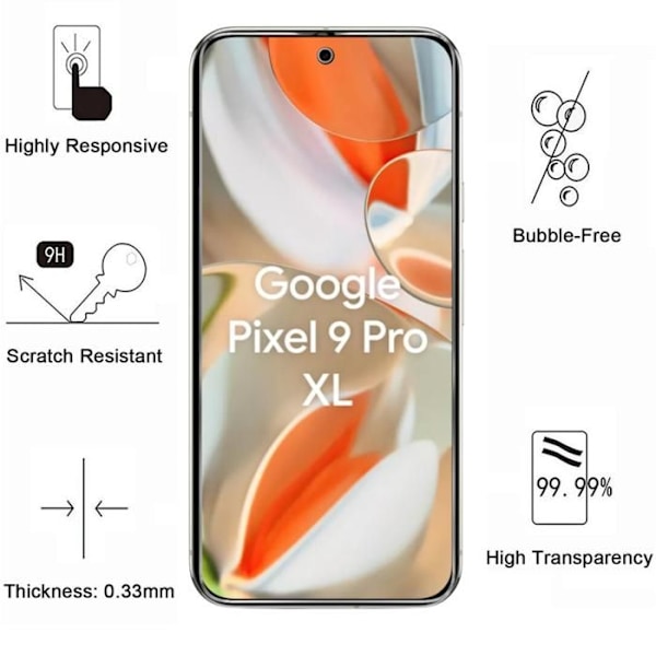 Stødabsorberende case til Google Pixel 9 Pro XL og 2 hærdede glas skærmbeskyttelse Phonillico® Transparent