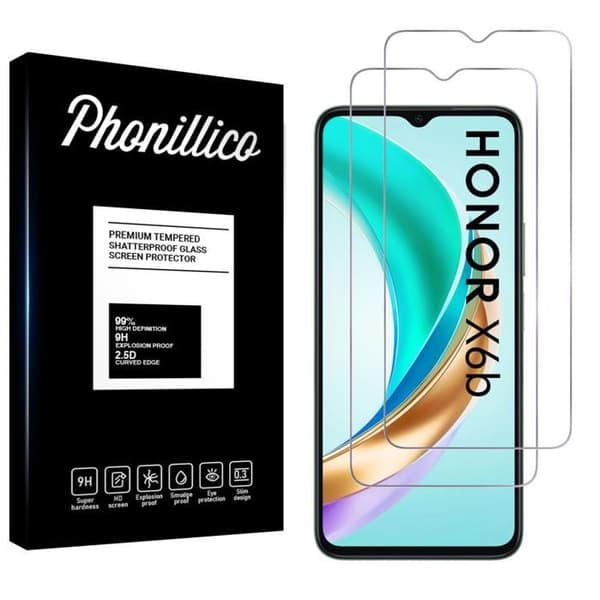 Härdat glas för Honor X6b [Pack 2] skyddsglas för skärm Phonillico® Transparent