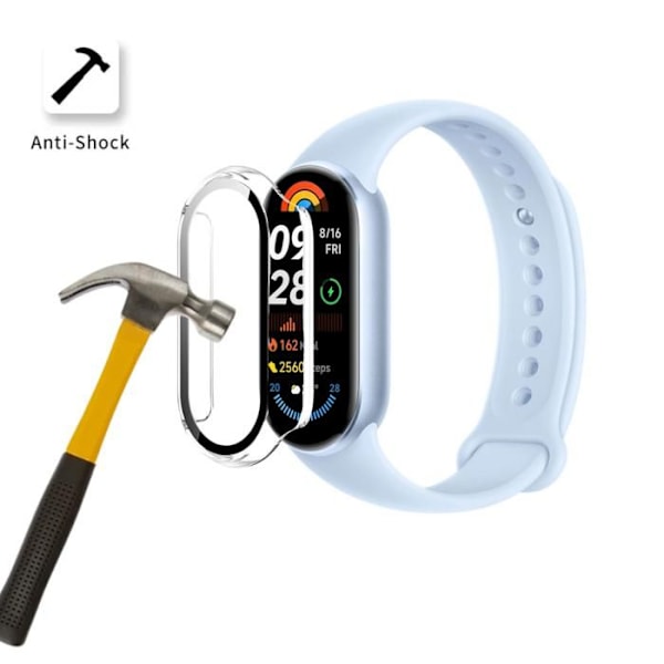 Coque kompatibel med Xiaomi Smart Band 9 - Hård beskyttelse til smartur, gennemsigtig etui, hærdet glas, Phonillico® Transparent