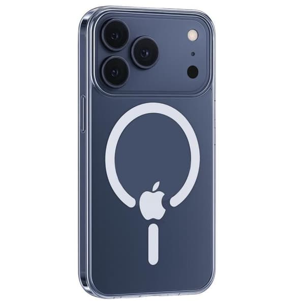 Coque til iPhone 17 PRO - Transparent silicone med indbygget magnetisk cirkel Phonillico® Transparent