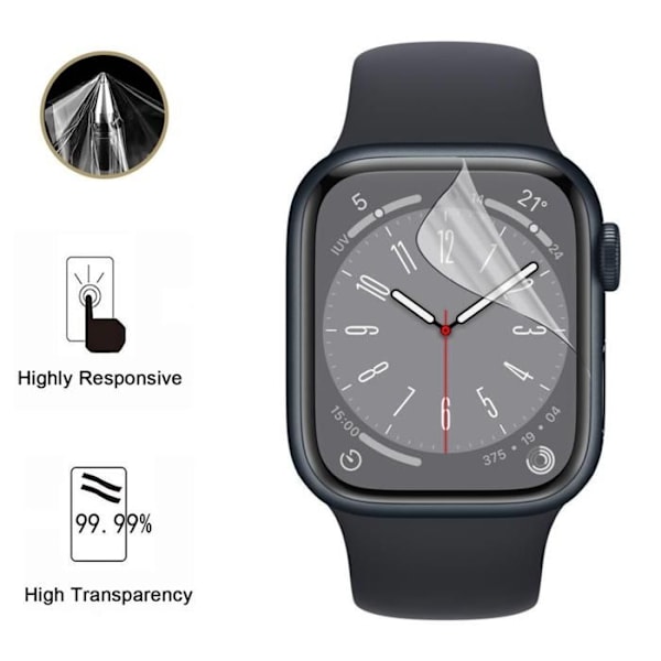 Skyddsskärm för Watch Serie 8 - 41mm [Pack 6] Hållbart Plastskydd Ultra Tunt Phonillico Transparent