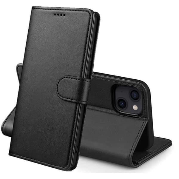 Coque til iPhone 14 PLUS - Sort Portefølje med Magnetisk Klap til Kortopbevaring Phonillico® Svart