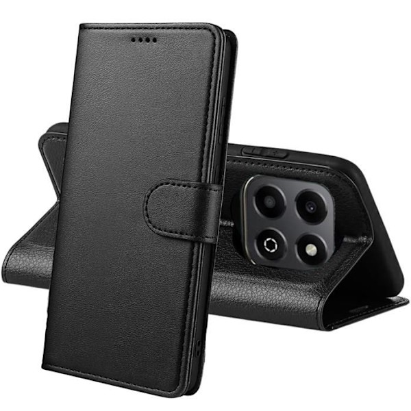Coque til Honor 200 Smart 5G - Phonillico® - Sort Portefølje - Semi-hård - Lædereffekt - Magnetisk Svart