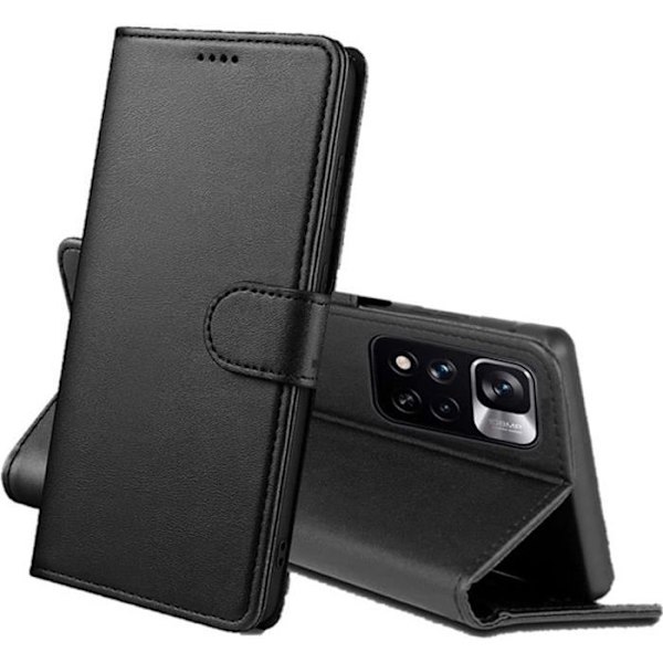 Coque til Xiaomi Redmi Note 11 PRO+ 5G - Redmi Note 11 PRO PLUS 5G - Sort Portefeuille med Magnetisk Klap Phonillico® Svart
